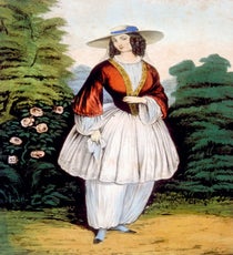 The Bloomer Takes Pants Public
There may be no part of the woman's body that has been so fiercely debated in Western society quite like the leg and what houses it. The bloomer was the first bifurcated garment for ladies, but it did more than just suggest that women craved less restrictive clothing; it also spoke to a desire women now had to "wear the pants," so to speak, in their own lives.
Named after 19th century women's rights advocate Amelia Bloomer, the long, tapered leg was often worn with a tunic or knee-length overcoat to allow for better movement. Writes Bloomer, "The costume of women should be suited to her wants and necessities. It should conduce at once to her health, comfort, and usefulness; and, while it should not fail also to conduce to her personal adornment, it should make that end of secondary importance."
The advent of the bloomer meant one thing for American and European women: They longed to be comfortable...and mobile.
Photo: CSU Archives / Everett Collection/ Rex USA bloomers