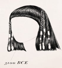 Braid Like An (Ancient) Egyptian
Ancient Egyptians, although disdainful of body hair, loved the hair on their heads and styled their hair with wigs, jewels, beads, and even extensions. Braiding, in particular, in addition to being beautiful, kept Egyptians cool in a scorching climate, and kept lice from having places to burrow.
Egyptian children usually had shaved heads, but sometimes they kept a tuft of hair on the right side of their heads, which they braided and curled. Young girls often braided their hair into several sections before gathering them all into a ponytail.
When it comes to the “Cleopatra” look that we’re familiar with, that's where it gets really interesting. Men and women would separate their hair into tiny braided strands that had beads woven in — from the roots to tips in the most extravagant (and probably heavy!) cases, or sometimes just added at the braid’s tip. Sometimes, braids made of human hair were added as extensions to make hair look thicker or longer. Queen Meryet-Amun, like many wealthy women, was even buried with extra braids by her side.
Braids even found their way to beards. Although the ancient Egyptians generally frowned upon facial hair, beards were seen as symbols of divinity. If you look closely at the beard on Tutankhamun's gold mask, it’s long, narrow — and braided. braids_2_egypt
