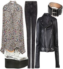Bowery Punk — Leopard, leather, and studs = perennial punk staples. Creepers also can help give you a little height (since heels will probably never fit into your arsenal).Clockwise from top left: Equipment Earl Bright White Leopard Print Shirt, $208, available at Equipment; Mango Biker Style Super Slim Jeans, $79.99, available at Mango; Firetrap Studded Belt, $31.66, available at ASOS; BLK DNM Cropped Motorcycle Jacket, $795, available at American Rag Cie; Dieppa Restrepo Cali Platforms, $308, available at Gargyle.
tomboy-4