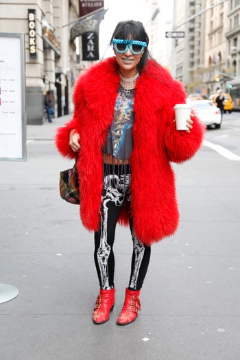 Heleh_designer and DJ_Eva coat_Street vender leggings_Chloe boots_Christa Joy glasses