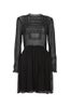 black-pleated-sheer-lace-dress