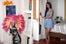 vashtie kola feather mask blue dress