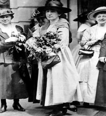 Suffragettes: Original Fashion Activists
Here's a factoid that is still a bit shocking: 100 years ago, American women still didn't have the right to vote. It wasn't until 1919 that females were granted suffrage. The suffragette movement started in the early 20th century, and the way that women (often from the upper and middle classes) showed their unity was to wear coordinating colors. White, violet, and green became the classic hues of the early feminist movement — so much so that enterprising jewelers allowed women to show their pride by creating wildly popular "Suffragette jewelry" to send a message.
Photo: CSU Archives / Everett Collection/ Rex USA suffragette