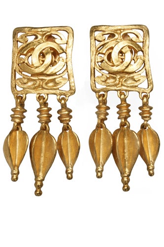 Chanel-Goldtone-logo-earrings-$775