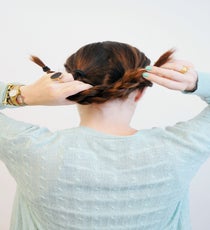 Grab your two braids and cross one across the other, at the back of your head. braided-hairstyle-6