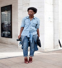 Too much denim a bad thing? This street-style stunner proves otherwise. denim-outfits