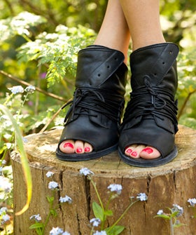 Comfortable peep toe heels