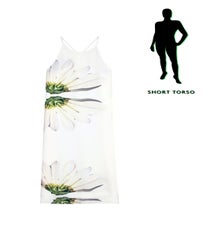 Short Torso — Similar to the short-legs advice, it's best to pick a dress in which you can't tell exactly where the line of your hips begin. This midi option, with large graphic print, will let your shorter torso and longer lower half meet in the middle. It's an instant way to balance proportions.
Tibi Emme Halter Dress, $465, available at Tibi.
SpringDresses__0001_Short Torso