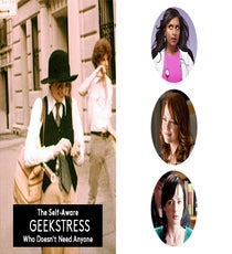 The Self-Aware Geekstress Who Doesn't Need Anyone
Seen: Making jokes about herself before you do, unafraid of her own Star Trek/Battlestar/LOTR references, not needing any sort of social cliques because "she's above it" (yet secretly hurt by not being a part of said social cliques,) being hilarious.
Rooted in: Annie Hall
Examples: Ashley Rickards in Awkward, Emma Stone in Easy A, Emma Stone in Zombieland, Liz Lemon, the public persona of Mindy Kaling
Photo: Everett Collection/Rex USA, Fox, Sony Pictures, MTV Geekstress